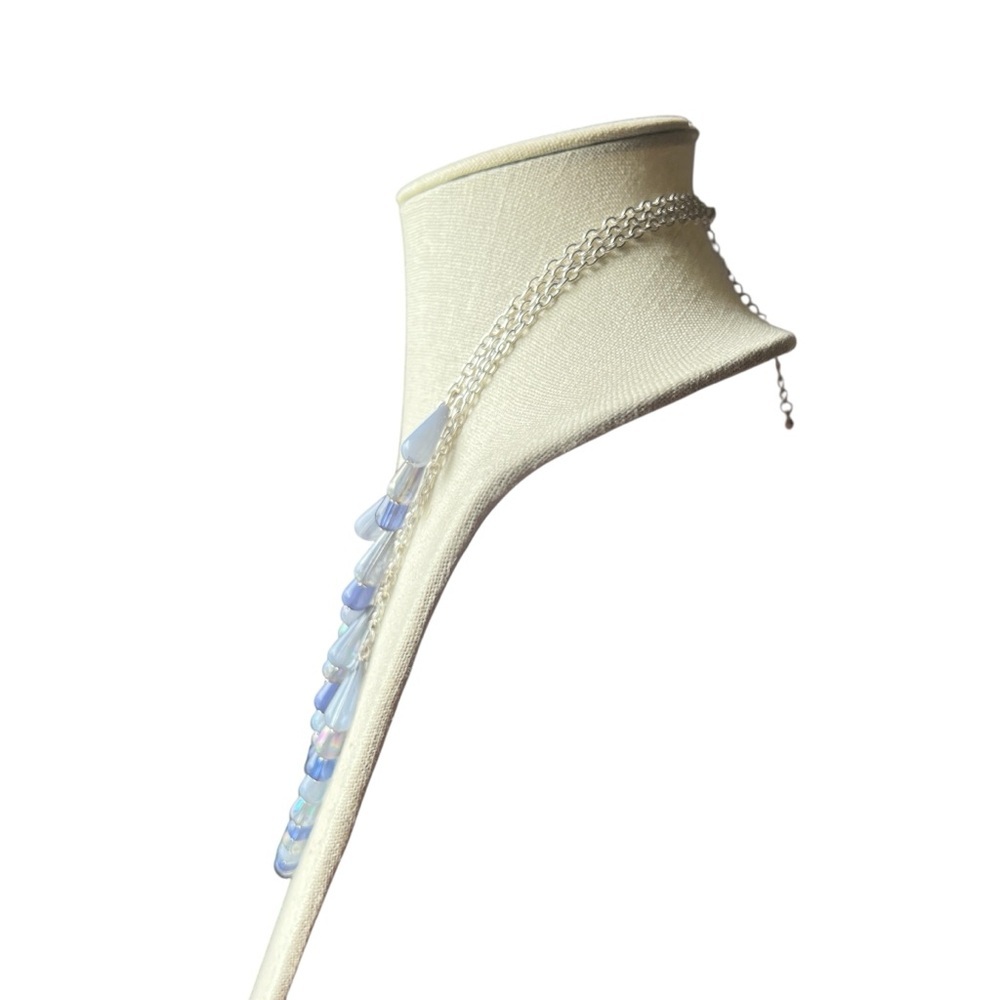 Statement Blue Teardrops Layered Necklace - Picture 3 of 4